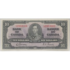 CANADA 1937 . TEN 10 DOLLARS BANKNOTE . GORDON / TOWERS